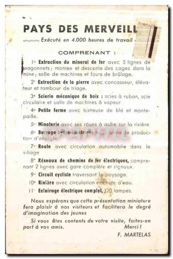Paese delle Meraviglie — miniatura industriale — F. Martelas - Verso