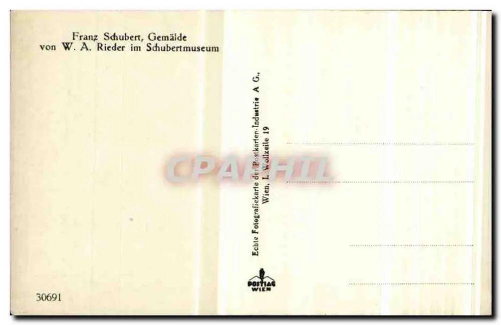 Franz Schubert — Portrait — W.A. Rieder, Nr. 30691 - Rückseite