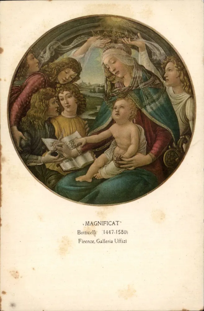 Die Jungfrau mit dem Kind, umgeben von Engeln — Magnificat — Botticelli — Galleria degli Uffizi, Florenz - Vorderseite