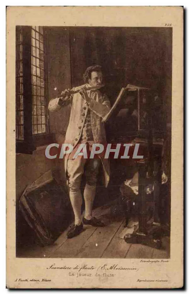 Jogador de flauta — E. Meissonnier — A. Fucetti, editor, Milão - Frente