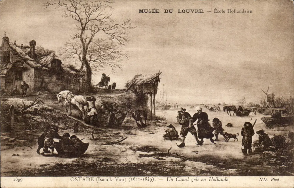 Ein gefrorener Kanal in Holland — Werk von Isaack Van Ostade (1621-1649) — Musée du Louvre — ND. Phot. — 1899 - Vorderseite