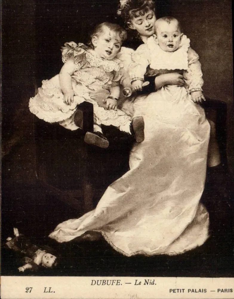 Dois crianças — cena íntima — Dubufe — Le Nid, Petit Palais — Paris - Frente