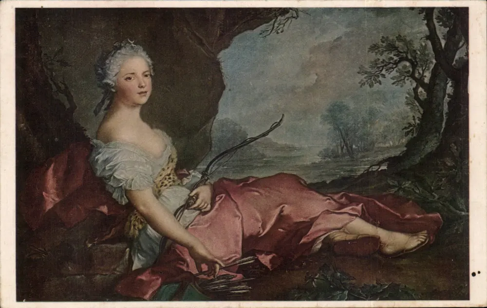 Diana, deusa da caça — pintura de Luigi XV — N° 511 — editor Nattier, Florença - Frente