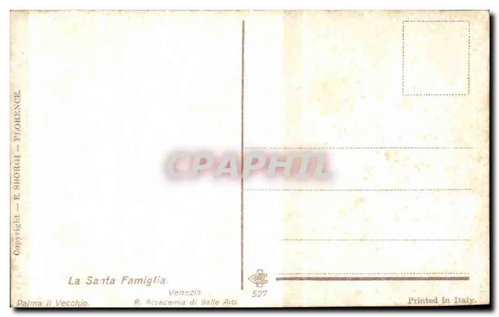 Die Heilige Familie — religiöse Szene — E. Sborgi, Nr. 527 - Rückseite