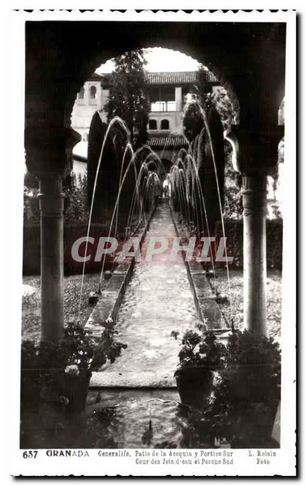 Granada — Generalife, Patio de la Acequia y Porchico Sur — Foto L. Roisin - Vorderseite