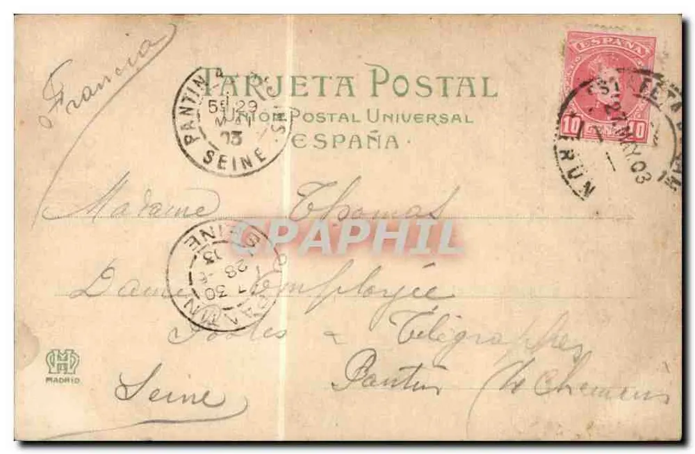 San Sebastián — Provinzialrat — Hauser y Menel, Madrid, Nr. 354 - Rückseite