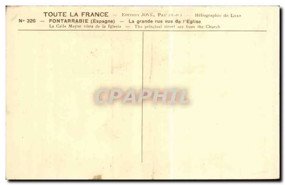 Fontarrabie (Espanha) — Vista da Calle Mayor a partir da igreja — Edição Jové, Pau (B.P.) - Verso