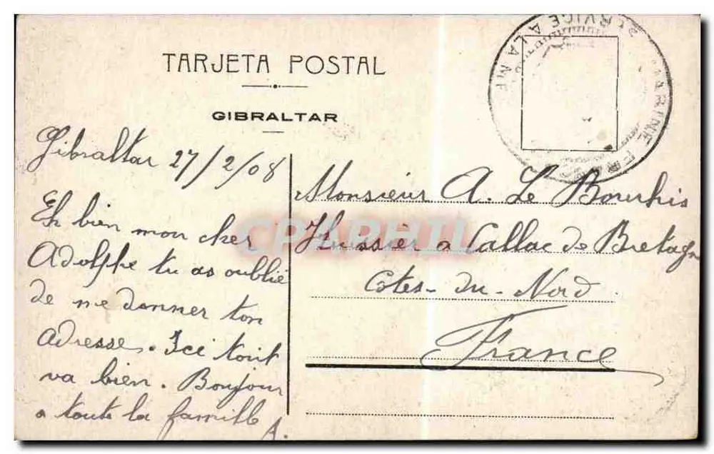Europa Point — Gibraltar — uitgever P. Buckley - Achterkant