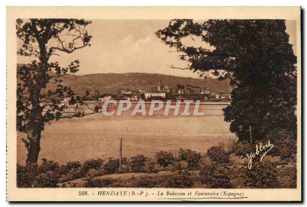 La Bidassoa und Fontarabie (Spanien) — Panoramablick — Yoblet, Serie 508 - Vorderseite