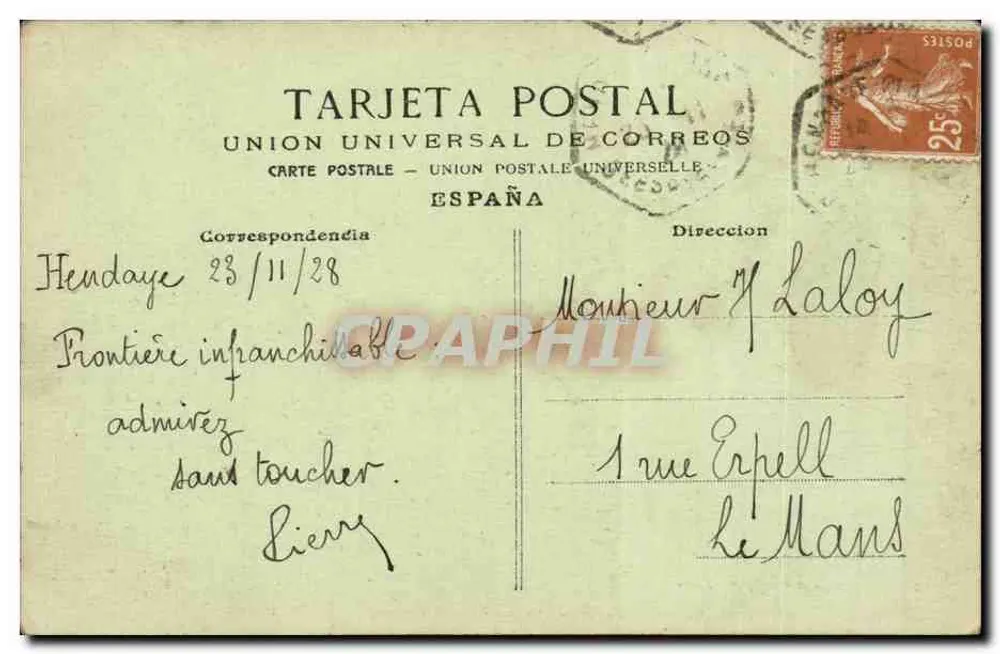 Fuenterrabía — Visto desde Hendaya — Phototypie Marcel Delboy, Bordeaux, Nr. 43 - Rückseite