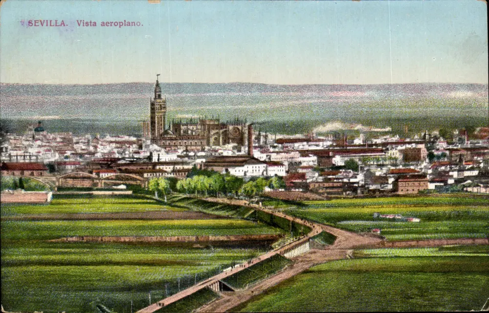 Sevilla — Luftbild — Union Postal Universal, Spanien - Vorderseite