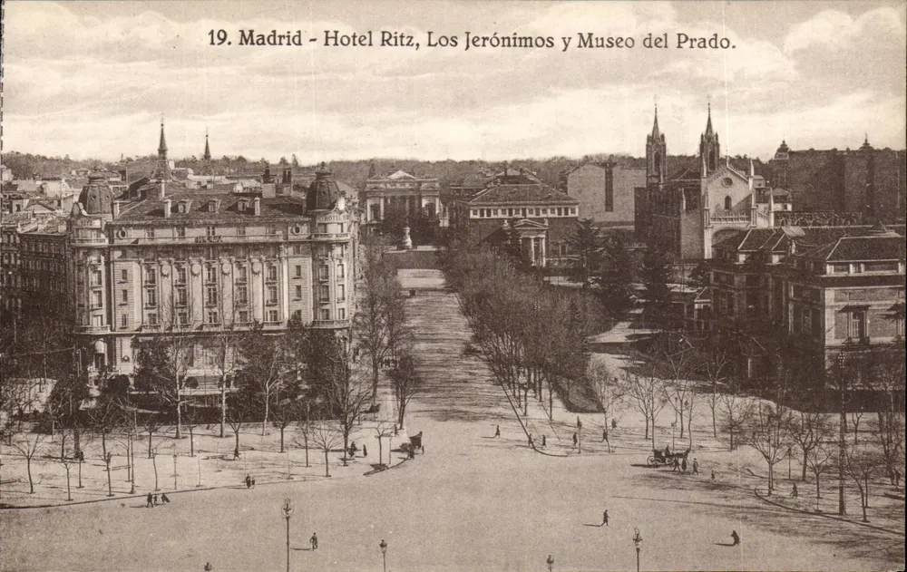 Madrid - Hotel Ritz, Los Jerónimos y Museo del Prado — Héliotipia de Kalmeneyer y Gautier, Madrid, n° 19 - Vorderseite