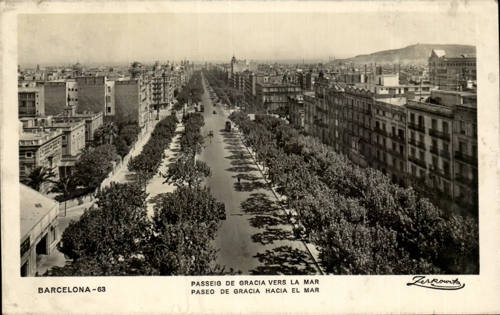 Barcelona - Passeig de Gràcia in Richtung Meer — Zerrowits, n°63 - Vorderseite