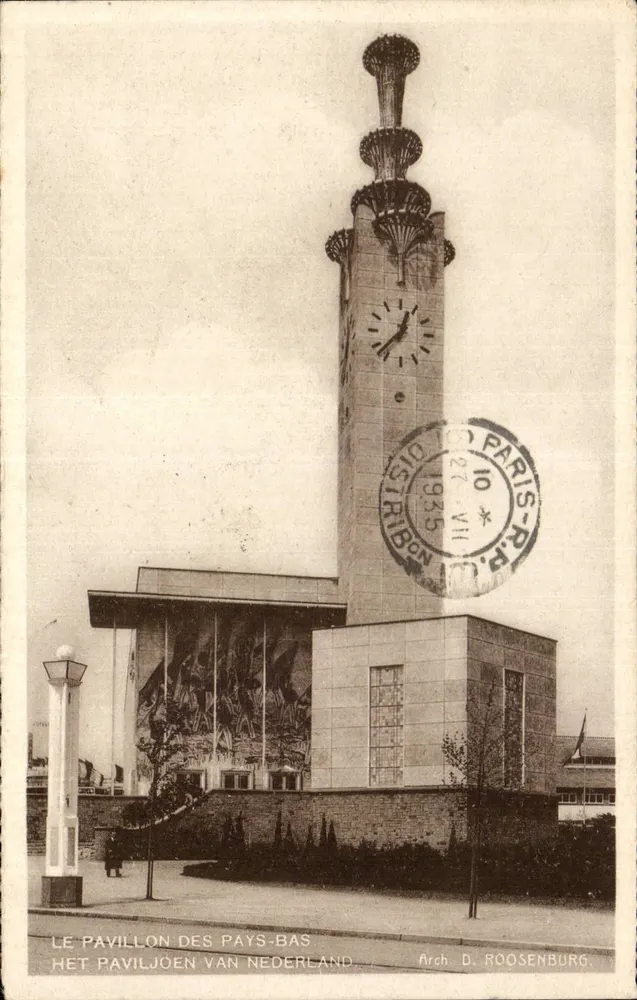 O Pavilhão dos Países Baixos — Exposição Internacional de Bruxelas 1935 — Arch. D. Roosenburg - Frente