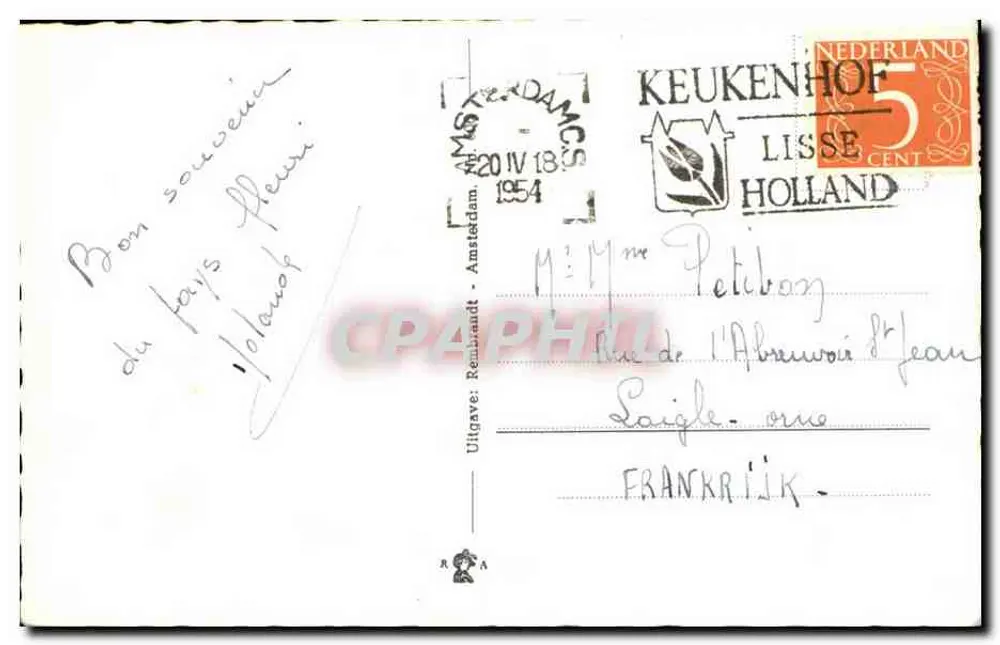 Mühle — Keukenhof, Niederlande — Verlag Uitgave: Rembrandt - Rückseite