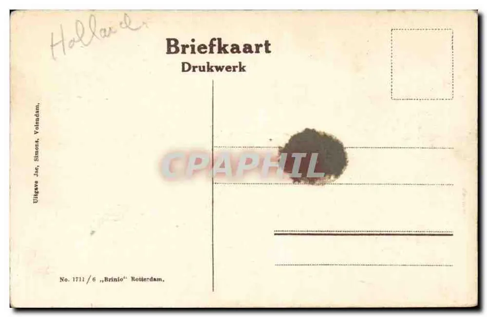 Volendam — Szene eines fließenden Marktes — Verlag J.C. Simon & Cie, Rotterdam - Rückseite