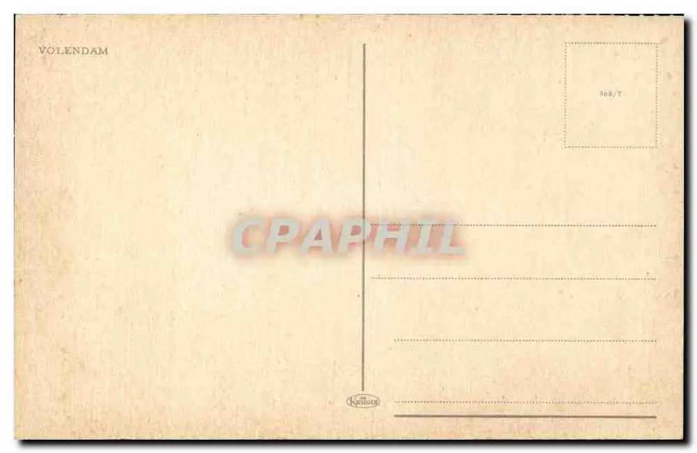 Volendam — pittorescher Hafen mit Booten und farbenfrohen Häusern — Verlag Kallius, Nr. 968/T - Rückseite