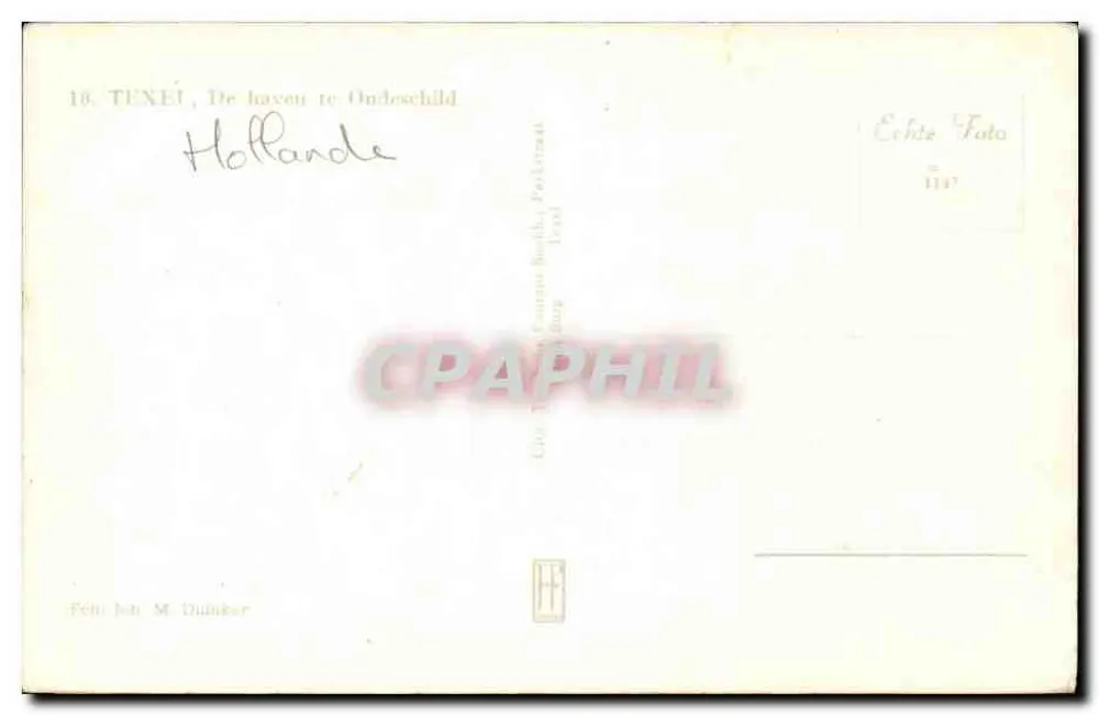 Havre de Texel — Oudeschild — Verleger M. Duinker - Rückseite