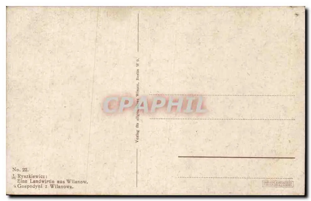 Landwirtin aus Wilanów — Ryszkwicz, Nr. 22 — Verlag für allgemeines Wissen, Berlin W.9. - Rückseite