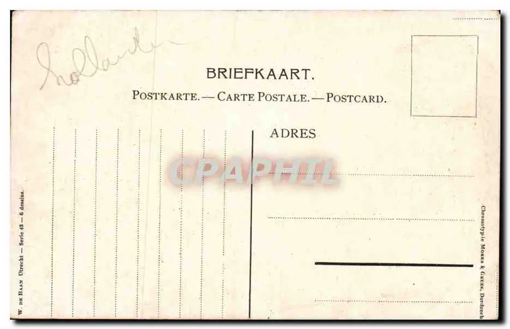 Hofkerstenhaura — Ansicht des Dorfes mit zwei Frauen in traditioneller Kleidung — W. DE HAAN Utrecht — Serie 43 - Rückseite