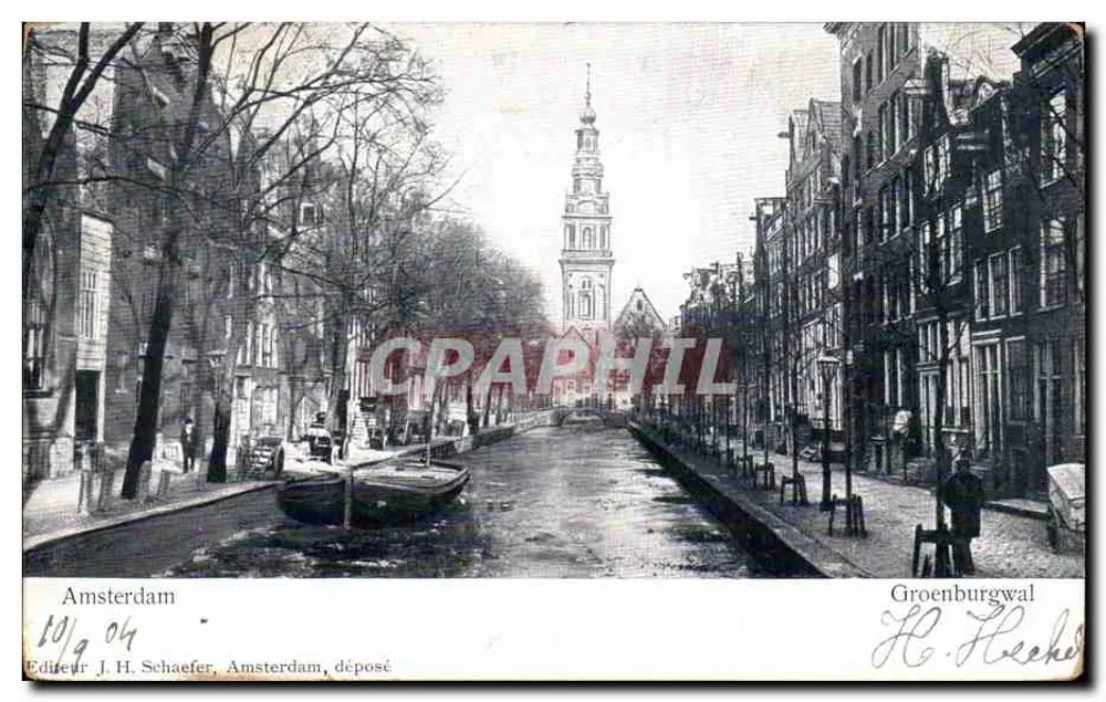 Amsterdam — Groenburgerwal mit Kirche — Verlag J. H. Schaefer, Amsterdam - Vorderseite