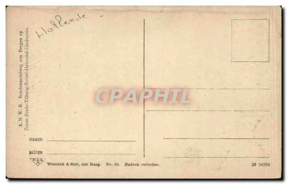 Tilburg Heuvel — gotische Kirche mit zwei Türmen — Verlag A.N.W.B. Breda-Tilburg - Rückseite