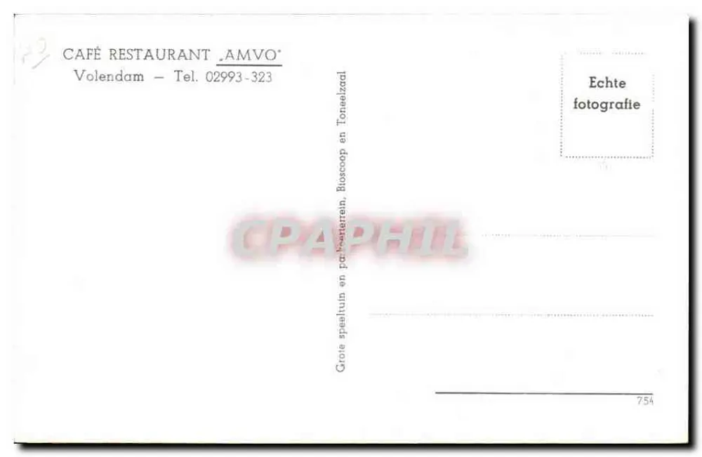Café-Restaurant „AMVO“ — Volendam — Nr. 754 - Rückseite