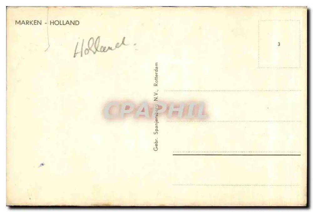 Zwei junge Mädchen in Volkstracht — Marken, Holland — Verlag Gebr. Spanjenberg N.V., Rotterdam - Rückseite
