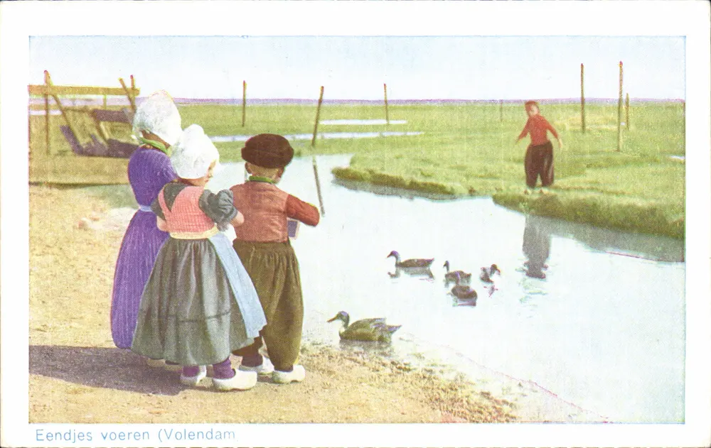 Kinderen, die Enten füttern — Volendam — D.B.M. 35 - Vorderseite