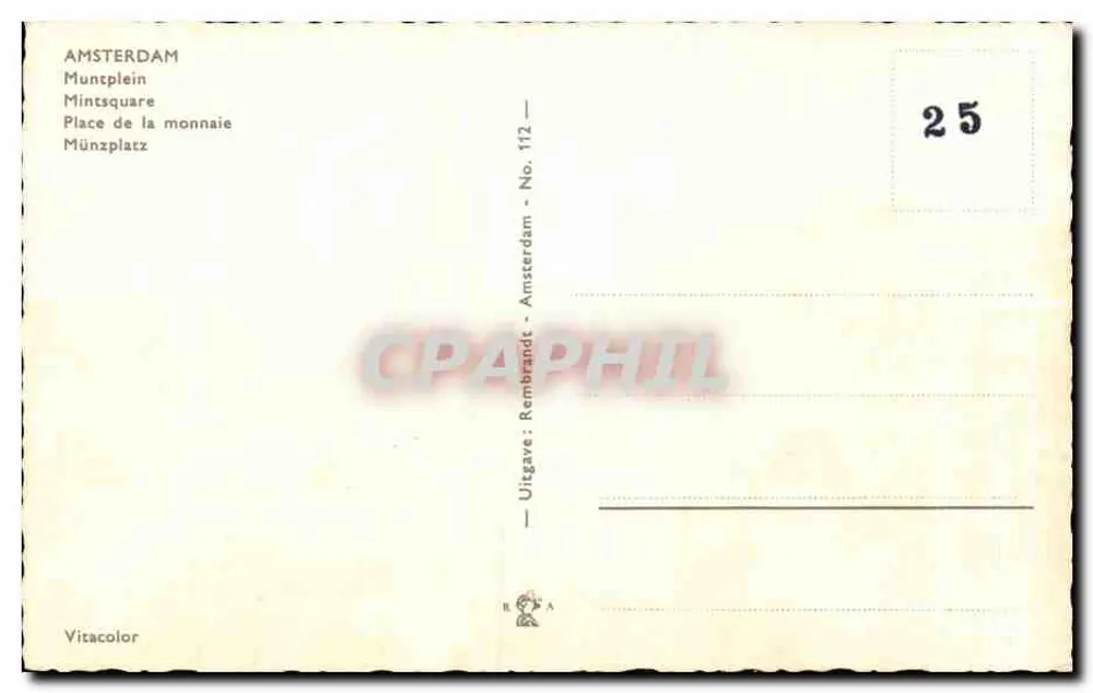 अमस्टर्डम — मंट्प्लीन (मुंट्प्लीन प्लेस) — विटाकलर, संख्या 112 - पीछे