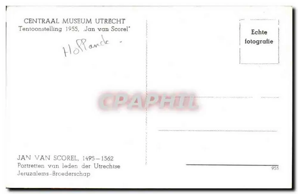 Porträts von Mitgliedern des Johanniterordens in Utrecht — Ausstellung im Centraal Museum Utrecht 1955 — Verlag Jan van Scorel - Rückseite