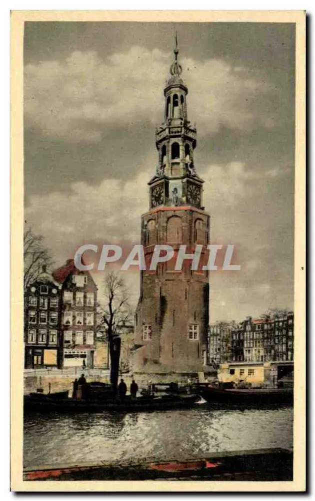 Amsterdã, Montelbaanstoren — torre de estilo holandês à beira de um canal — editor desconhecido, número de série 12/307 - Frente