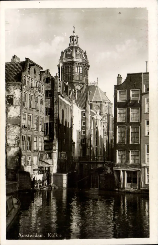 Amsterdam, Kolkje — vista do canal com igreja — editor Hemo, série No. 7 - Frente