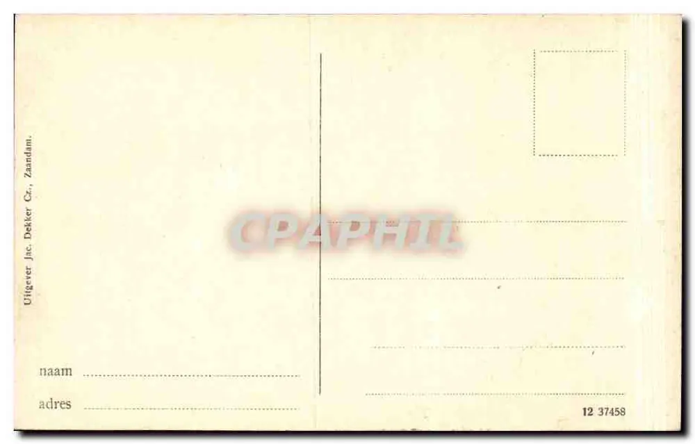 Zaandam — Czaar Peterhuisje — Verlag Jac. Dekker, Zaandam - Rückseite