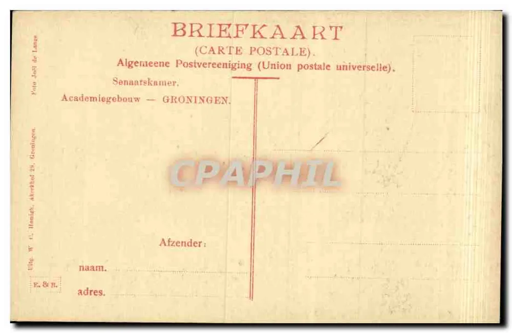 Senaatskamer — Academiegewouw — Foto W. F. Lemaire, Groningen - Rückseite