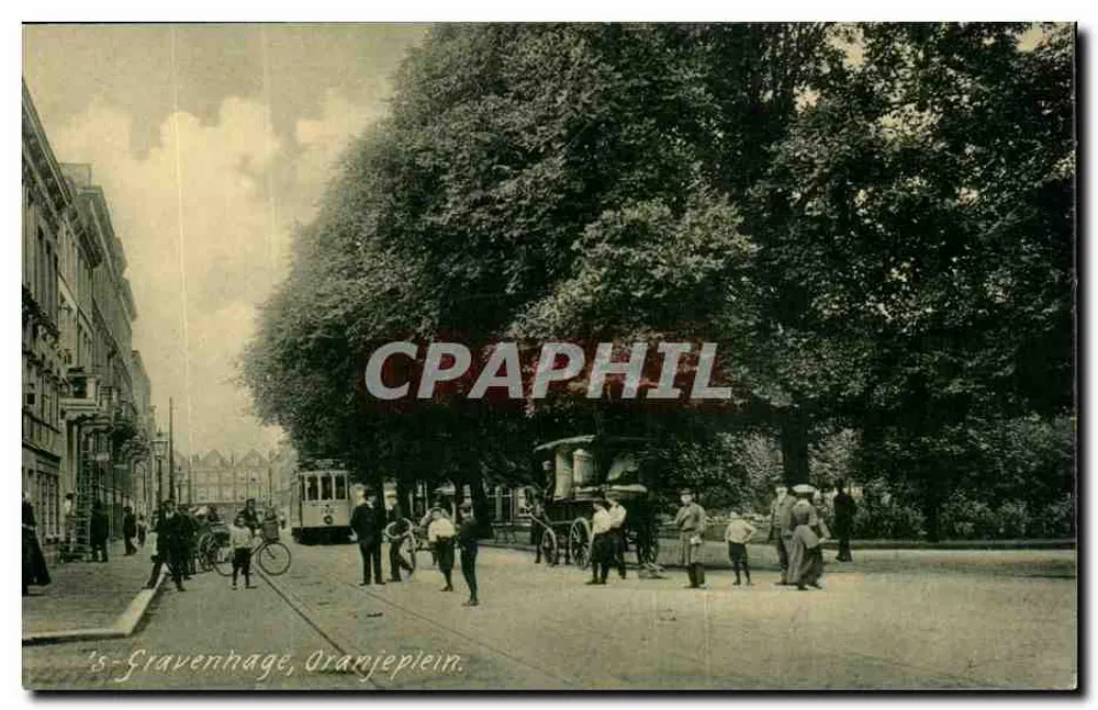 ’s-Gravenhage, Oranjeplein — ओरंजेप्लीन प्लेस के दृश्य, ट्रैम और पेड़ों के साथ — डॉ. ट्रेंकियर कं, लेप्ज़िग - आगे