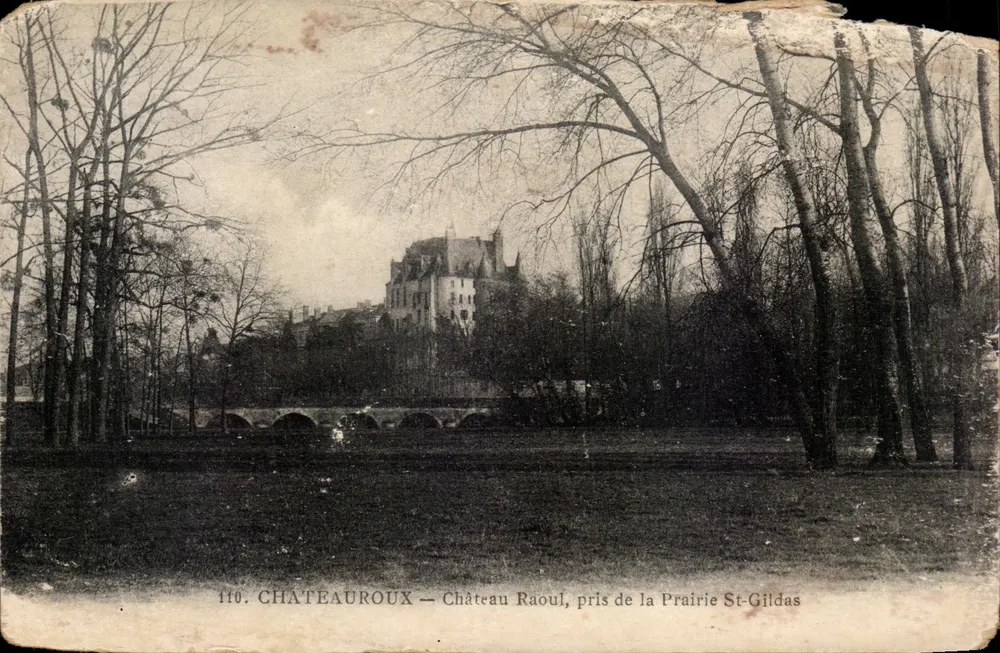 Schloss Raoul in Châteauroux — von der Prairie Saint-Gildas aus gesehen — Verlag impr. auf der Karte, n° 110 - Vorderseite