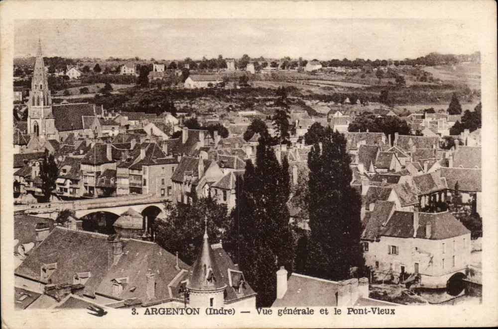 Argenton (Indre) — Allgemeiner Blick und die Alte Brücke - Vorderseite