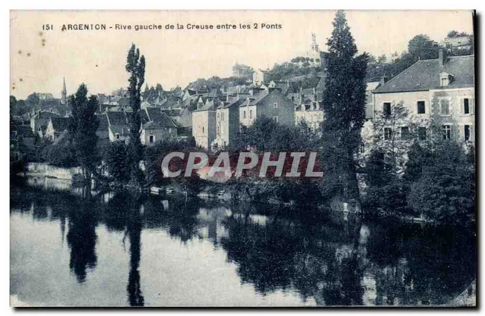 Argenton - Linker Ufer der Creuse zwischen den beiden Brücken — unbekannter Verlag, Seriennummer 151 - Vorderseite