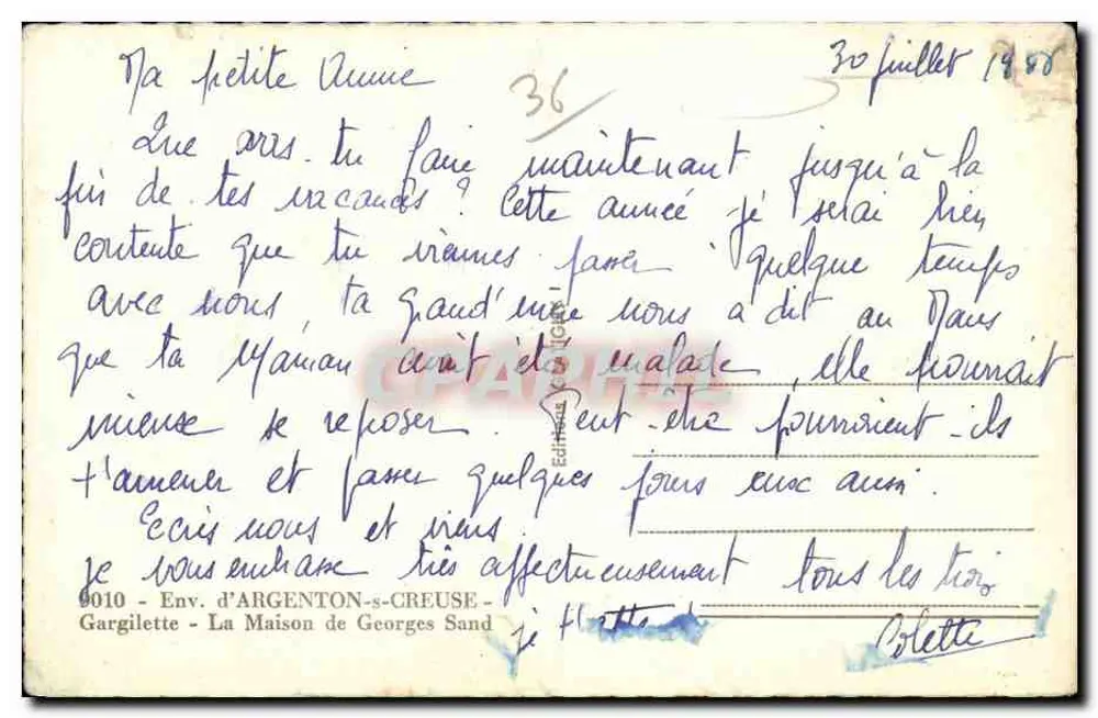Ansicht der Villa von George Sand in Gargilette — Umgebung von Argenton-sur-Creuse — n°36 - Rückseite