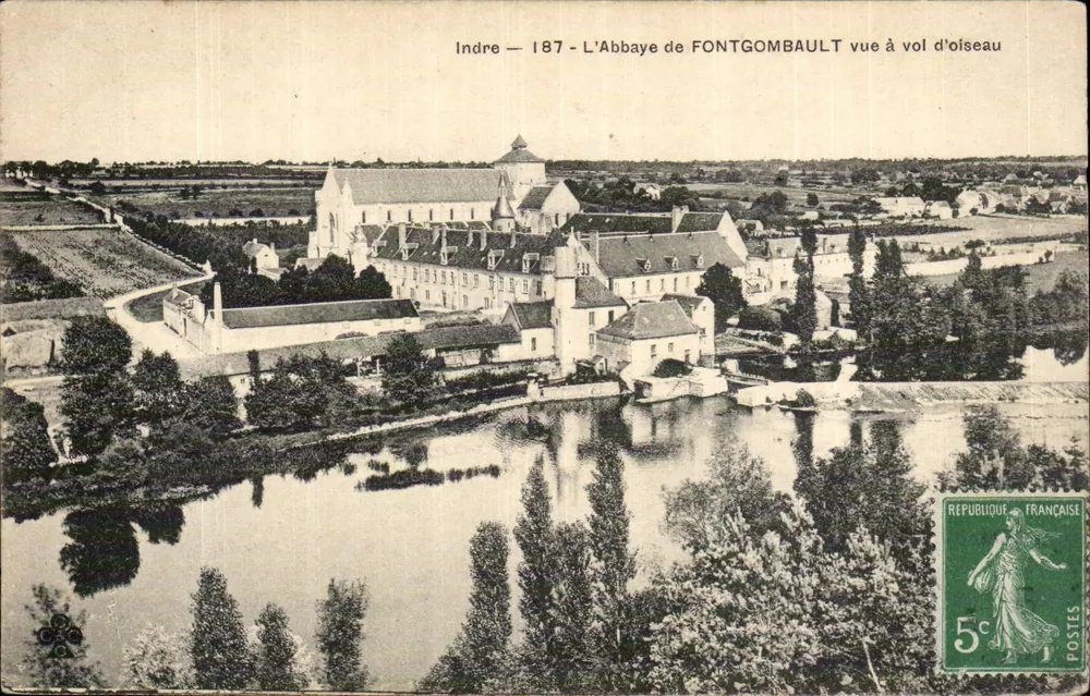 Indre — L'Abbaye de FONTGOMBAULT vista dall'alto — editore non identificato, numero di serie non visibile - Recto