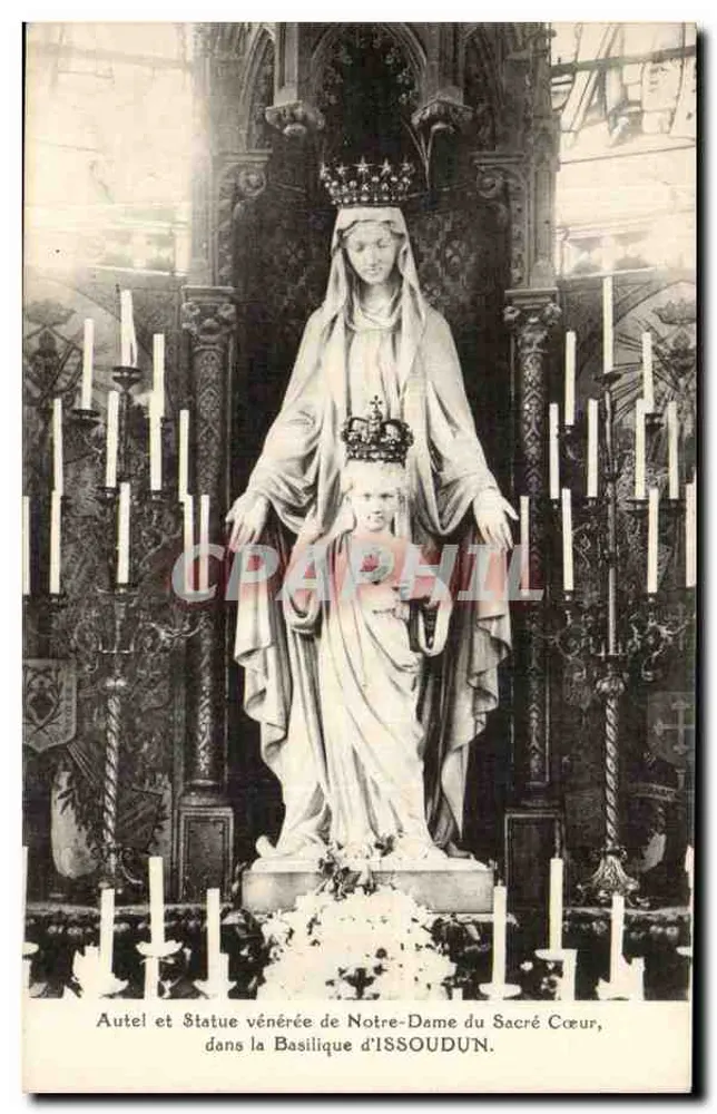 Gefeierte Statue der Notre-Dame des Heiligen Herzens — Altar in der Basilika von Issoudun — Phototypie L. A. Châteaudun - Vorderseite