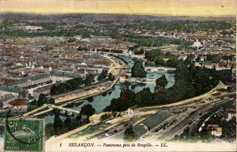 Besançon — Panorama tomado desde Bregille — LL - Anverso