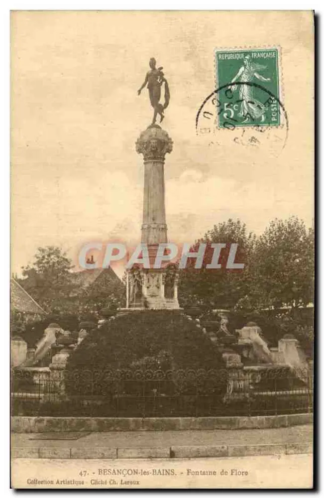 Besançon-les-Bains — Fuente de Flore — Colección Artística, cliché Ch. Laroux - Anverso