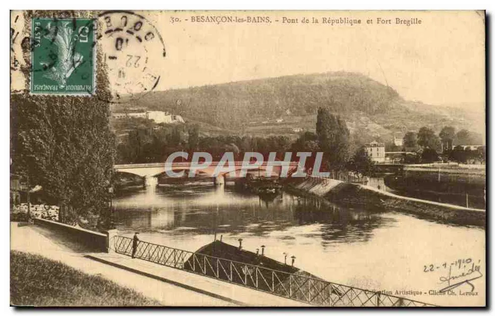 Besançon-les-Bains — Brücke der Republik und Fort Bregille — Cliché Ch. Leroux - Vorderseite