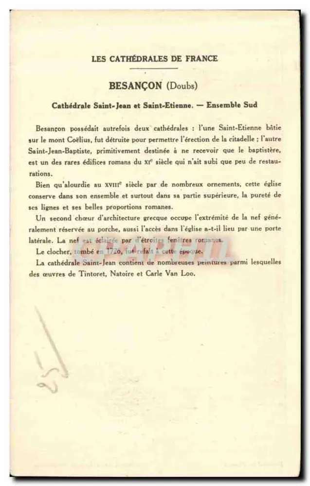 Besançon (Doubs) — Kathedrale Saint-Jean & Saint-Étienne (Südliches Ensemble) — Sammlung der Solution Paulsauberge - Rückseite
