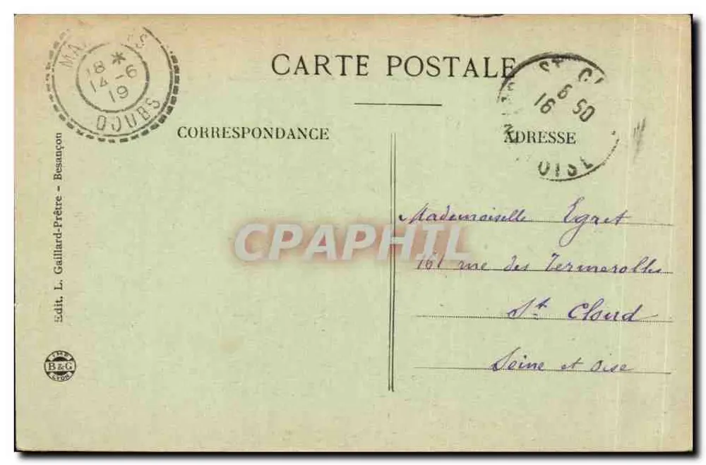 Maizières - N.-D. do Carvalho — Excursão na Franche-Comté — n° 1476 - Verso