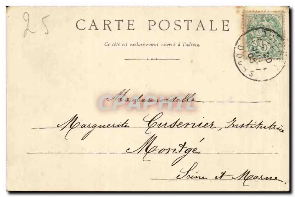 Quingey - A Virgem, Estrada de Cessey — editor Montout, n° 25 - Verso