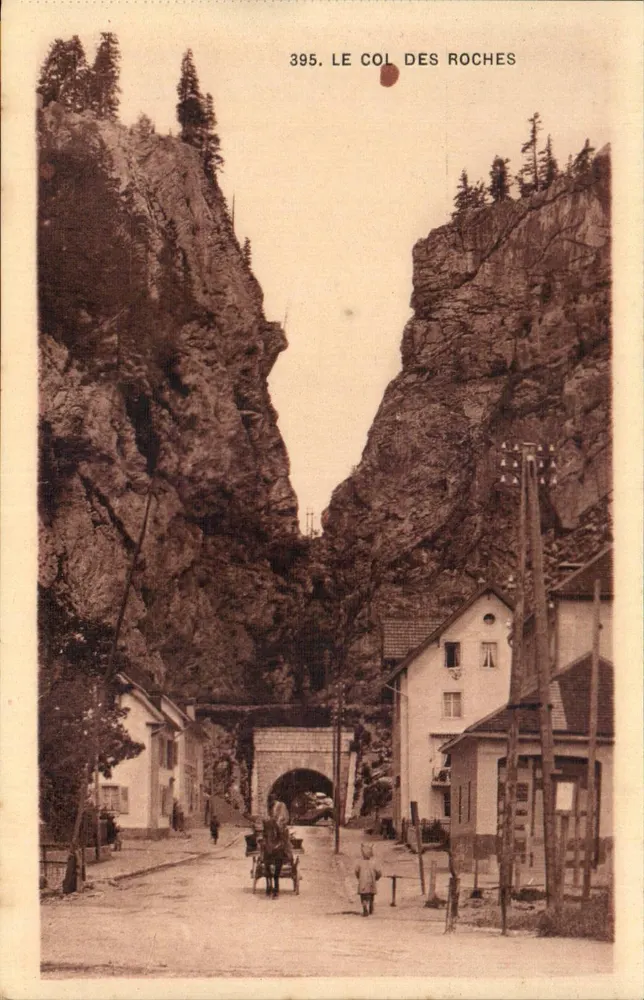 O Col dos Rochas — vista do col com túnel e edifícios — Cliché Simon Frères (Doubs), n°395 - Frente
