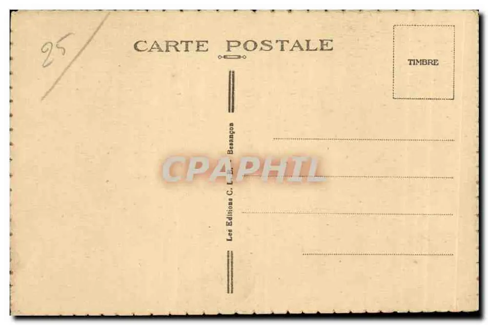 Pontarlier im Winter — Denkmal für die Toten unter Schnee — Les Éditions C. L. Besançon, Nr. 19 - Rückseite